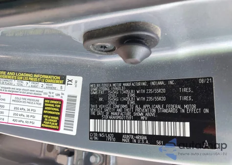 2021 Toyota Highlander Hybrid Platinum z USA, uszkodzony, nr VIN 5TDFARAHXMS011591